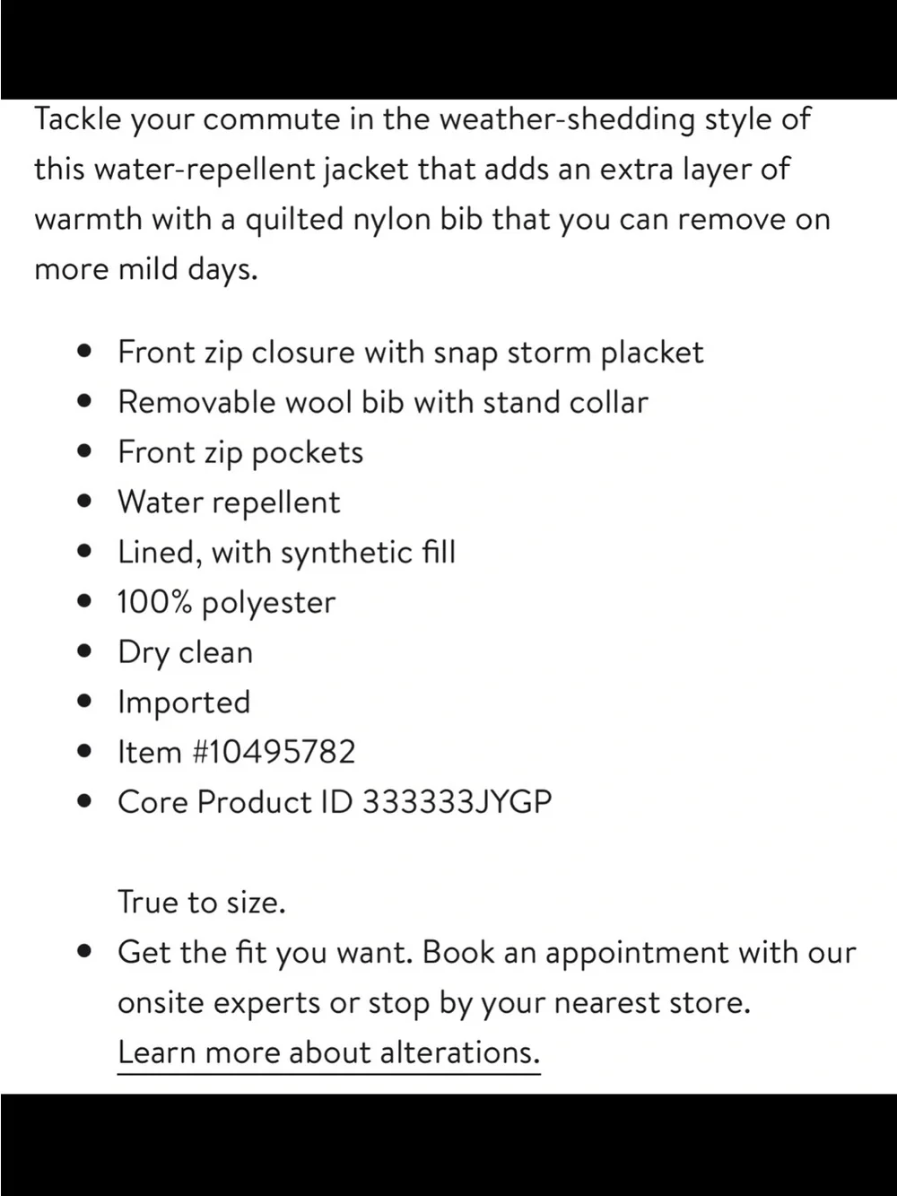 Bugatchi Water Repellent Twill Jacket with Bib Size L
